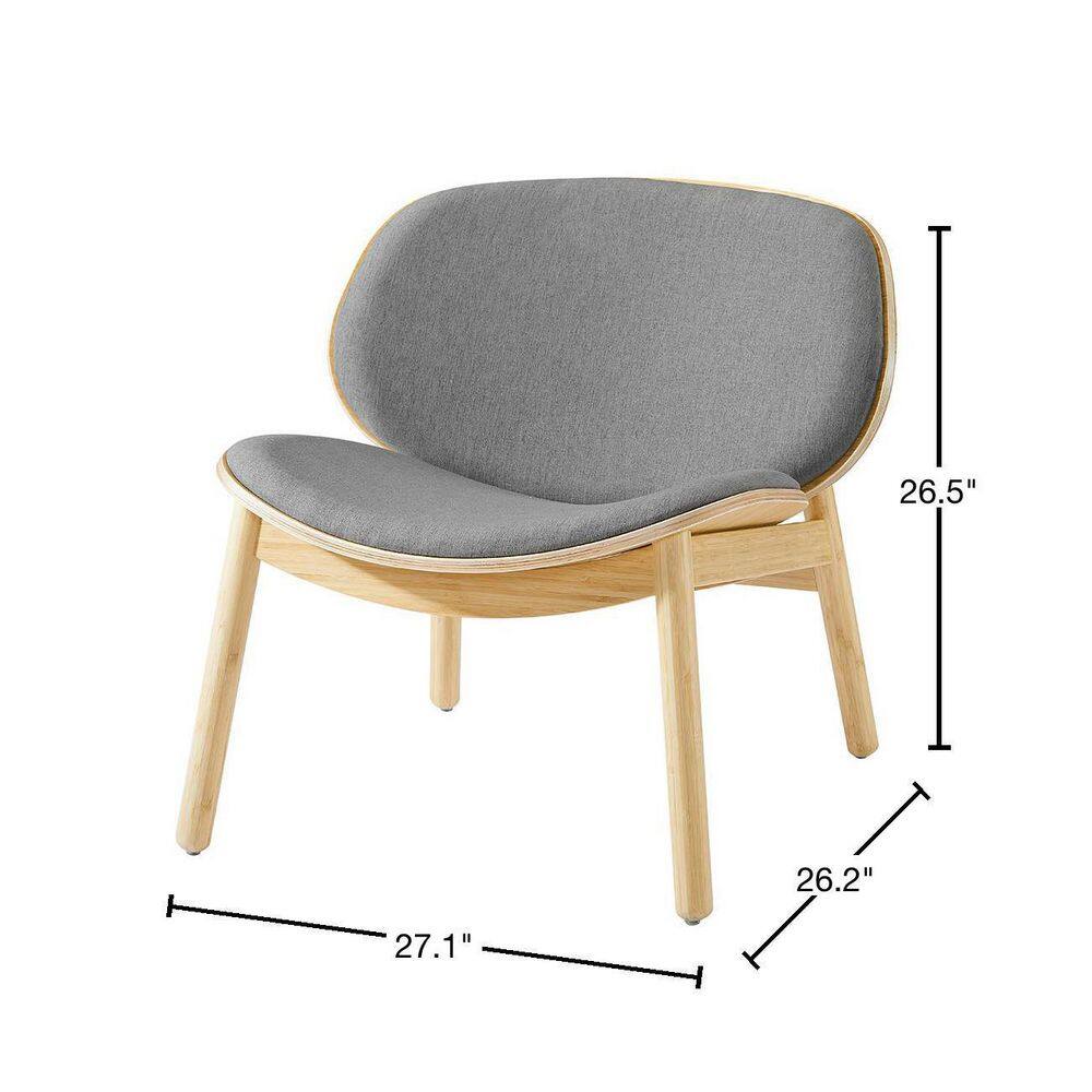 Gray Velvet Lounge Chair with Bamboo Frame