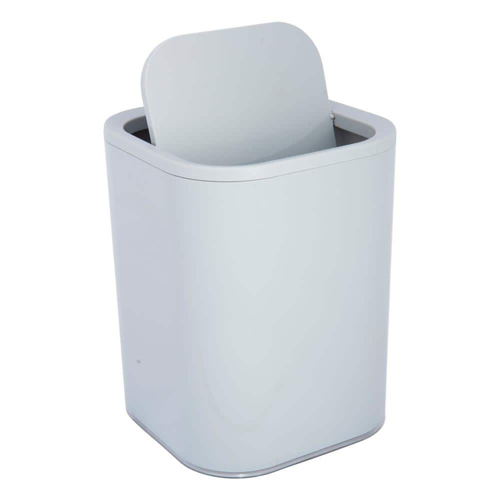 mDesign Plastic 2.25 Gallon Trash Garbage Wastebasket Can, 2 Pack, Light  Gray