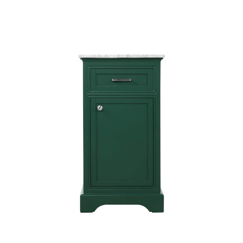 Timeless Home 19 in. W Single Bath Vanity in Green with Marble Vanity Top i