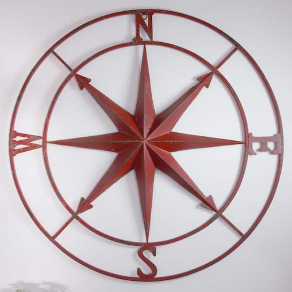 Storied Home 41 in. Dia. Compass Rose Metal Wall Plaque DE6069 - The Home  Depot