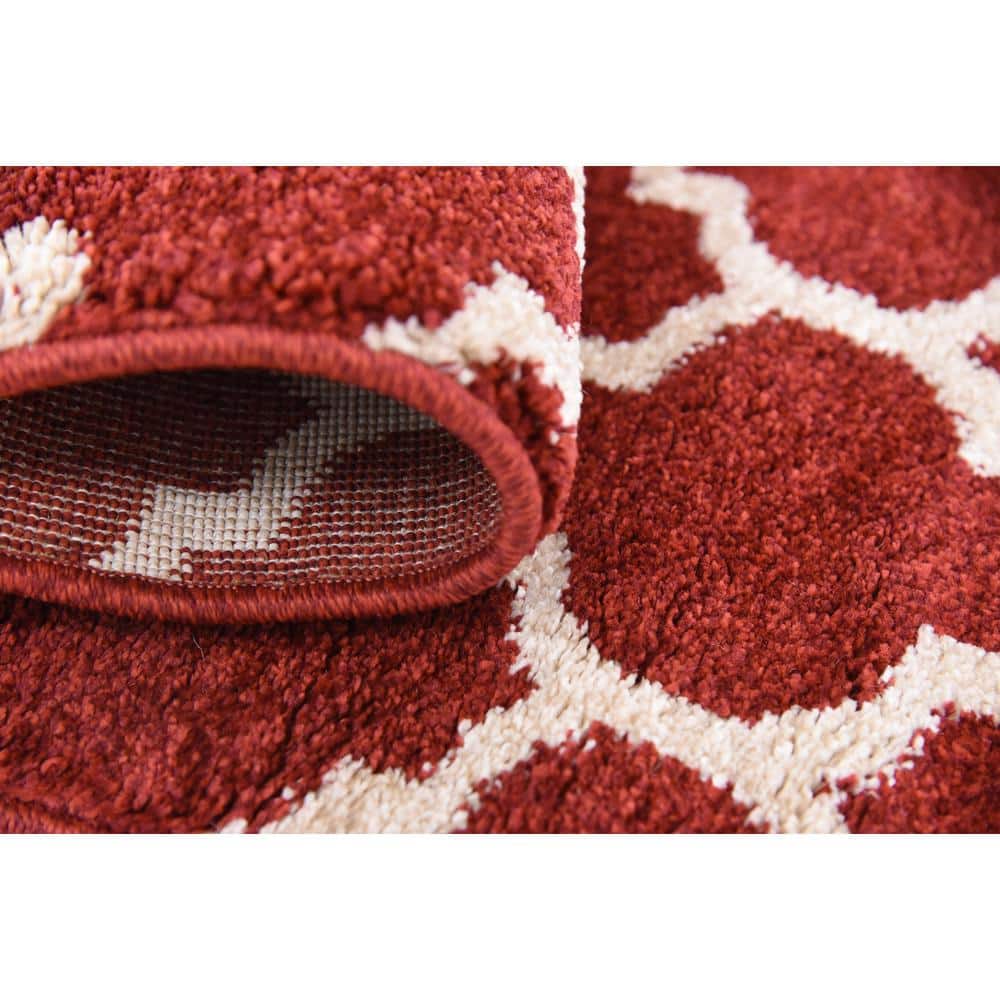 Rectangular Red Trellis Synthetic Indoor Area Rug