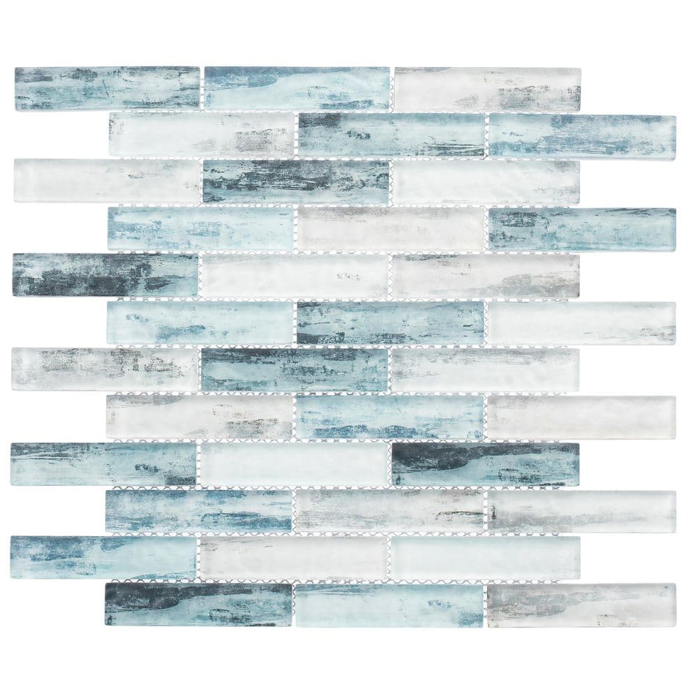 Islandia 6x6 Blue and White Glass Brick Joint Mosaic Tile