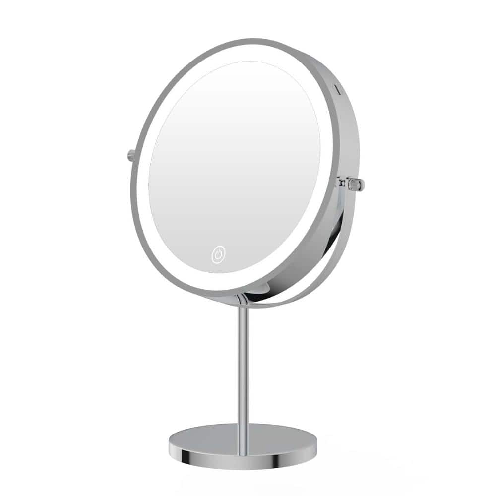 VERRA 8 in. Tabletop Bathroom Makeup Mirror with Lights, 1X/10X Magnification, Rechargeable LED Vanity Mirror in Chrome price history on PriceWatchPro