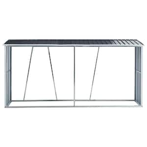 Ami 129.9 in. W Anthracite Galvanized Steel Firewood Rack With Matal Roof For Backyard Garden Patio Porch