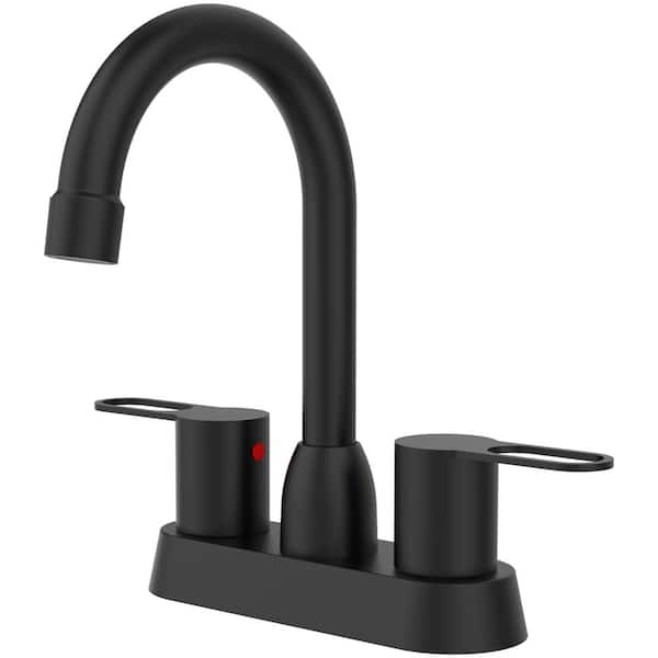 Lukvuzo 2 Handles Single Hole Bathroom Faucet with Swivel Handle in Matte Black