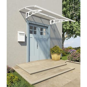 Bordeaux 5 ft. x 7 ft. White/Clear Door and Window Fixed Awning