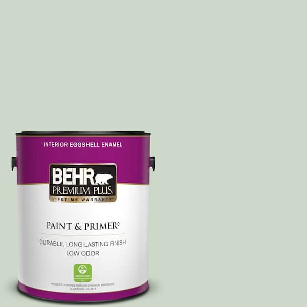 BEHR PREMIUM PLUS 1 gal. #450E-2 April Mist Eggshell Enamel Low Odor Interior Paint & Primer