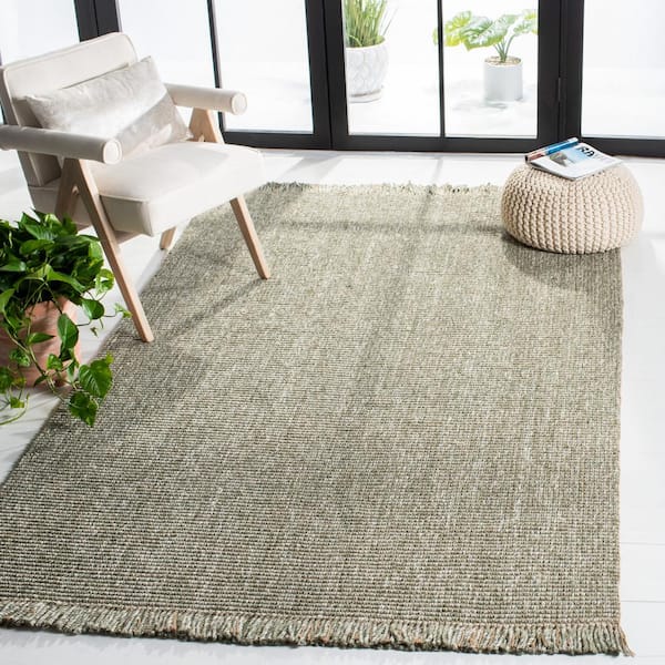 Natural Fiber Green/Beige Doormat 2 ft. x 4 ft. Woven Thread Area Rug