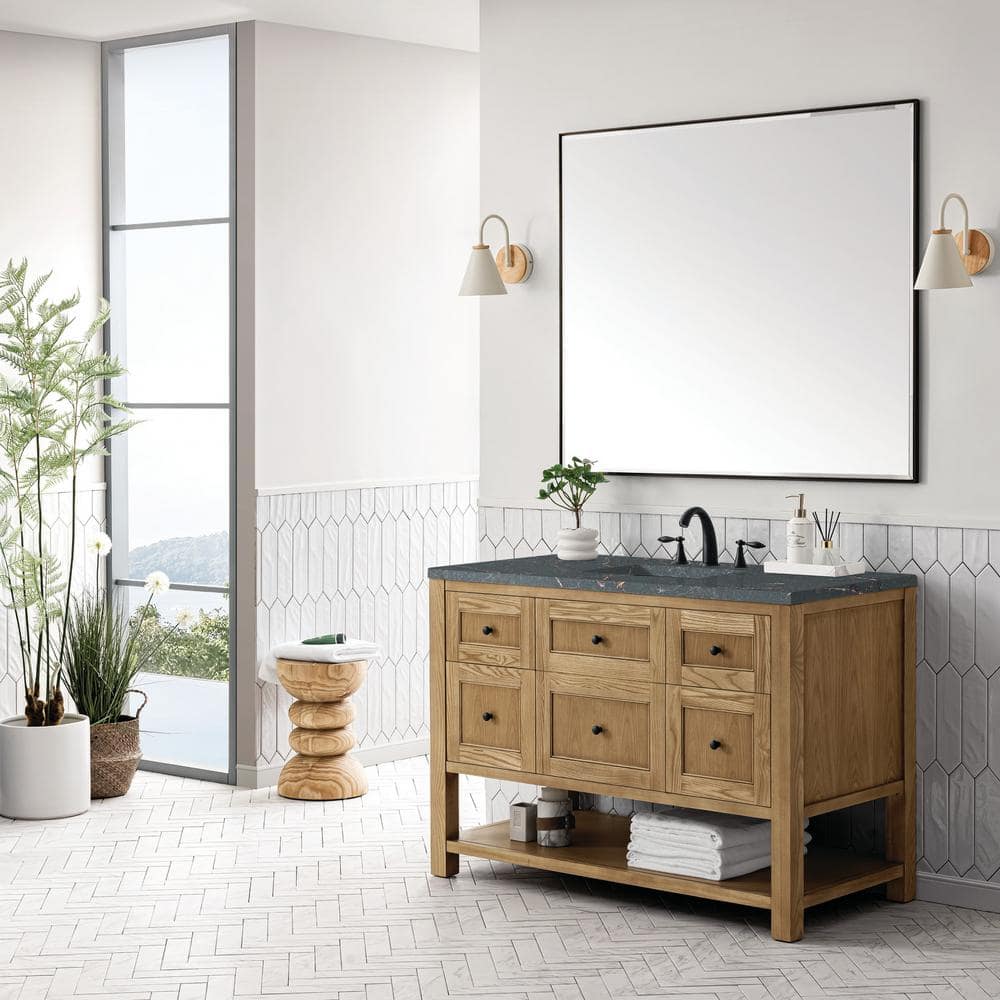Breckenridge 48.0 in. W x 23.5 in. D x 34.2 in. H Single Bathroom Vanity Light Natural Oak and Parisien Bleu Quartz Top price history on PriceWatchPro