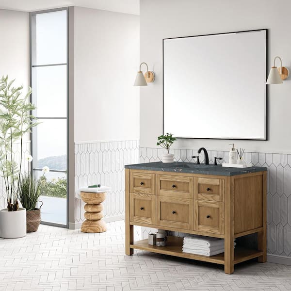 Breckenridge 48.0 in. W x 23.5 in. D x 34.2 in. H Single Bathroom Vanity Light Natural Oak and Parisien Bleu Quartz Top