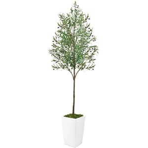 8 ft. Artificial Olive Tree in Pot with Realistic Moss