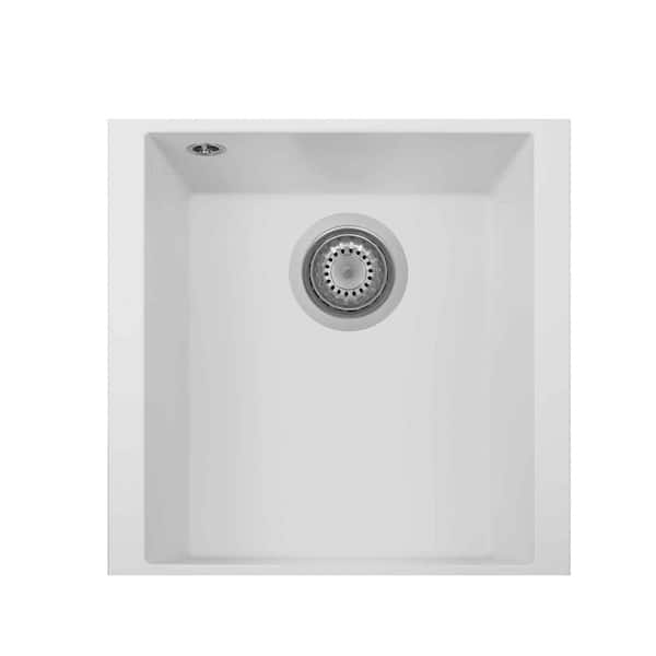 ONE Series Quartz 16 in. Undermount Bar Sink in Milk White