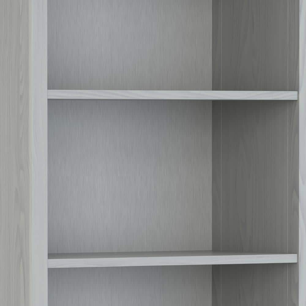 Fog Grey Solid Wood Adjustable 5-Shelf Bookcase