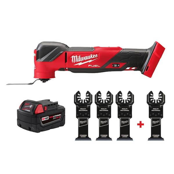 M18 FUEL 18V Brushless Oscillating Multi-Tool w/5.0Ah Battery & Ti Bi-Metal Blade (3-Pk)