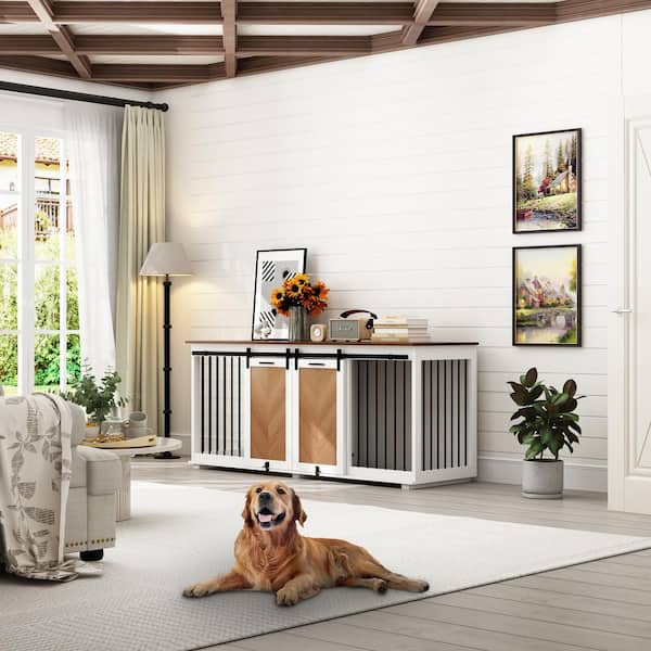 Large Double Dog crate with 2 Barn Doors