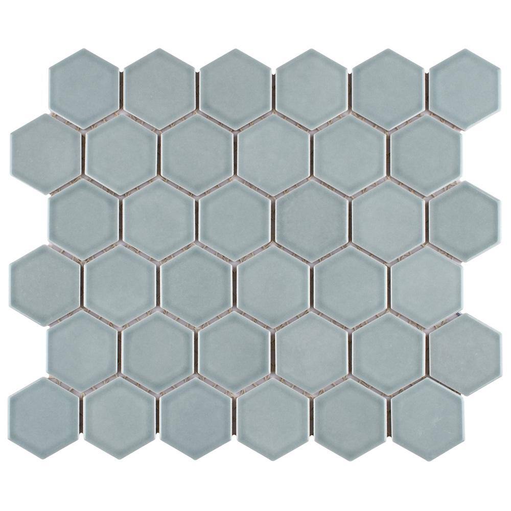 Tribeca 2 in. Hex Glossy Mist 6 in. x 6 in. Porcelain Mosaic Take Home Tile Sample price history on PriceWatchPro