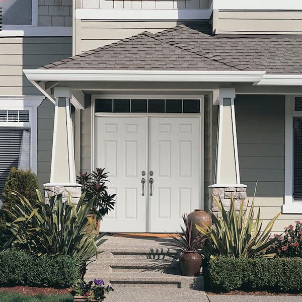 72 in. x 80 in. Right-Hand Inswing Classic 6-Panel Primed Steel Prehung Front Door with Brickmould