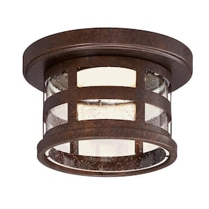 Washburn 1-Light Rustic Bronze Integrated LED Indoor/Outdoor Flush Mount Ceiling Light