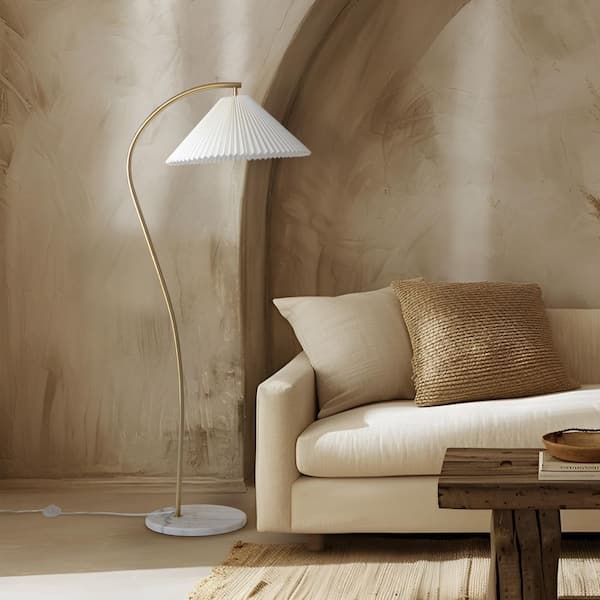 Brightech Athena 62.6 in. LED Vintage Antiqued Brass Gold