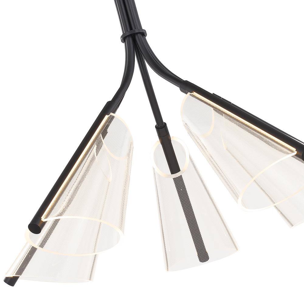 Mulberry Modern LED Chandelier in Black with Edge Lit Shade