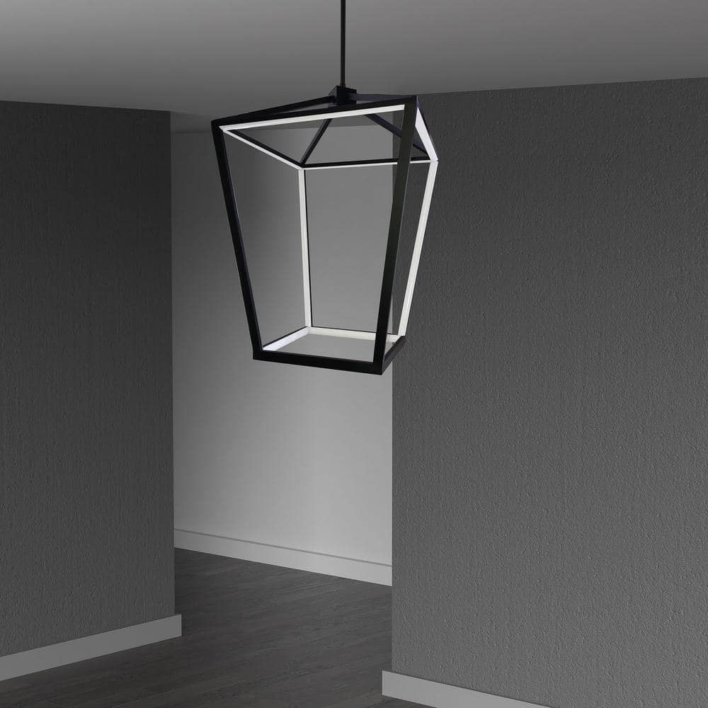 Aged Brass Modern Cage LED Chandelier 17" Black Ambient Light