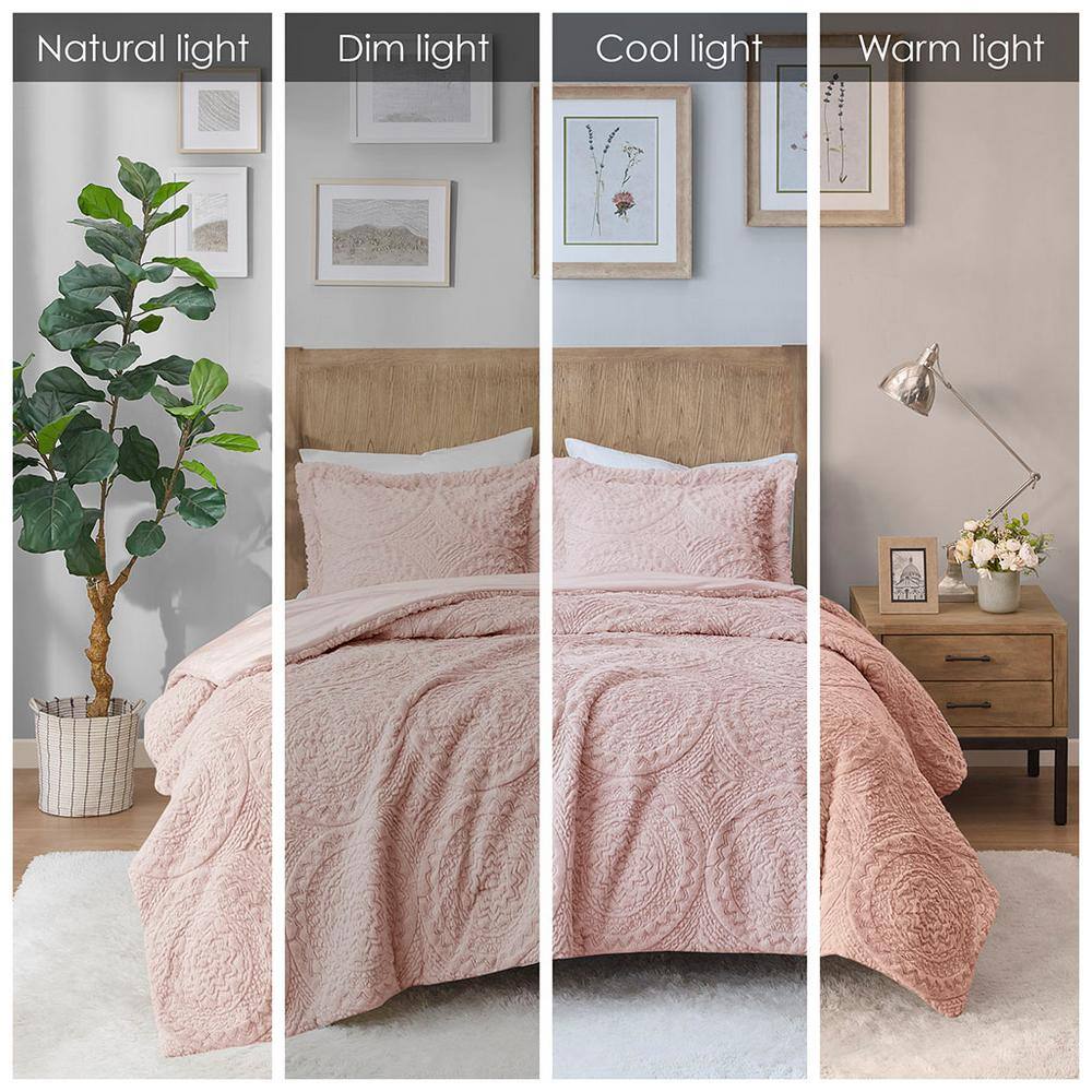 Blush Twin Microfiber Reversible Comforter Set with Shams