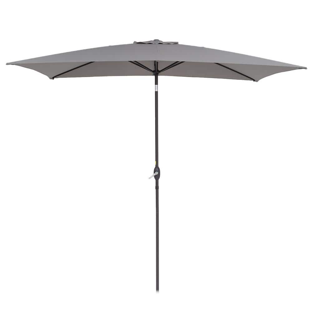 6.5 ft. x 10 ft. Steel Market Patio Umbrella Water-Resistant Push Button Ti