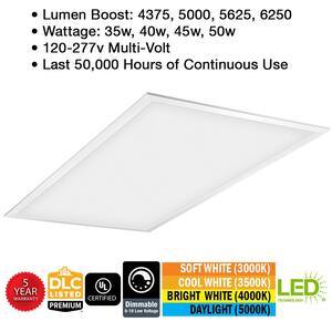 2 ft. x 4 ft. 3000K 3500K 4000K 5000K Lumen Boost Integrated LED Flat Panel Light 120-Volt to 277-Volt