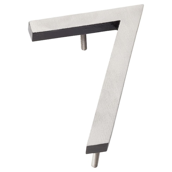 Montague Metal Products 6 in. Satin Nickel/Black 2-Tone Aluminum Floating or Flat Modern House Number 7