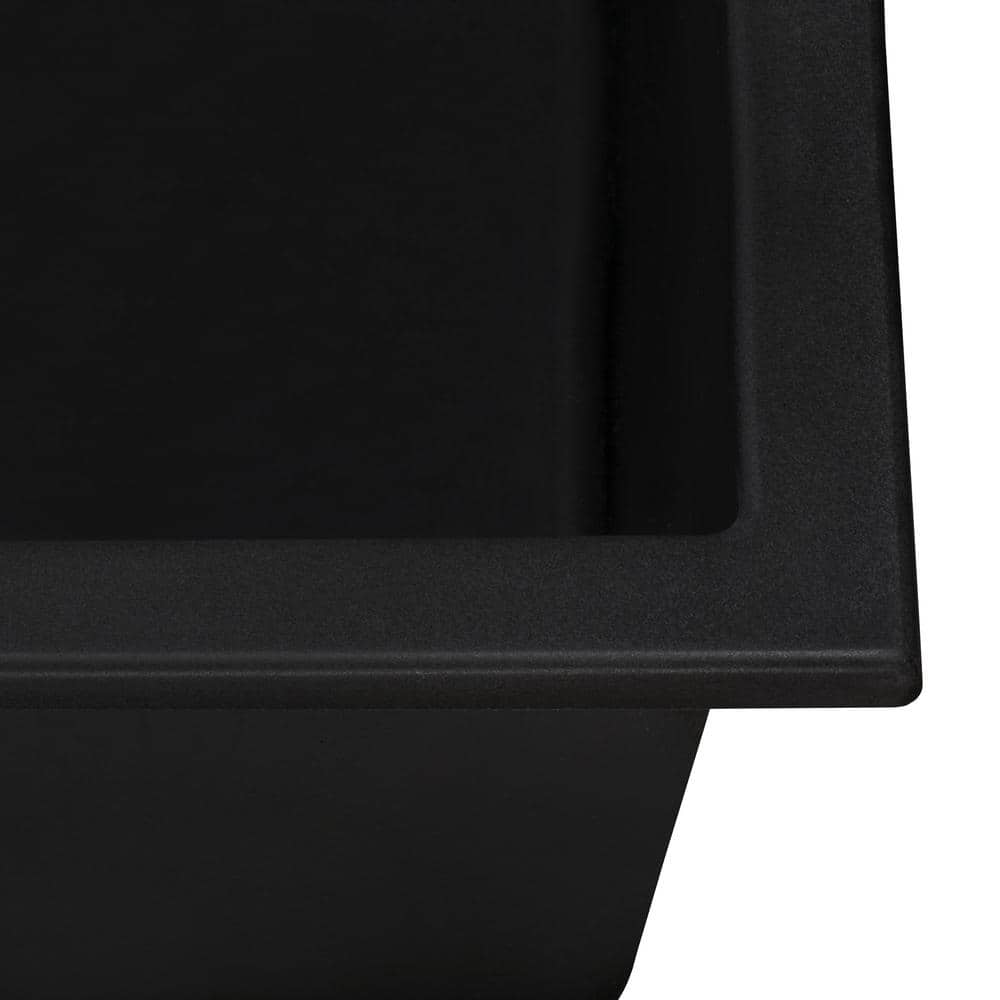 Midnight Black Granite Composite Topmount Wet Bar Prep Sink