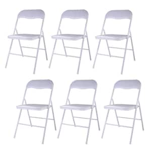 Outdoor Plastic Folding Chairs Patio Seat, White(Set of 6)