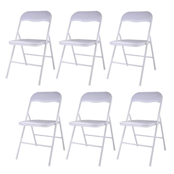JAXPETY Outdoor Plastic Folding Chairs Patio Seat, White(Set of 6)