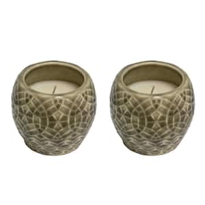 3.5 in. Greige Rivage Ceramic Citronella Candles (Set of 2)