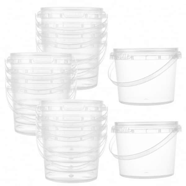 Black Clear 80-Pack 10 oz. Plastic Buckets with Lids and Handles, Food Storage Containers for Parties, Snacks