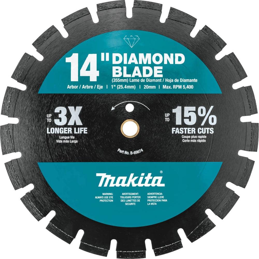 Makita 14 in. Segmented Rim Dual Purpose Diamond Blade B-69674 The Home  Depot