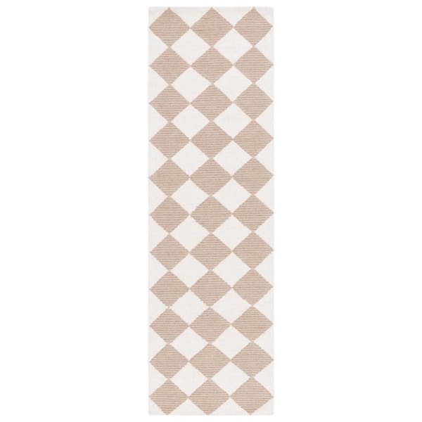 Martha Stewart 2 ft. x 12 ft. Natural/Beige Geometric Runner Rug