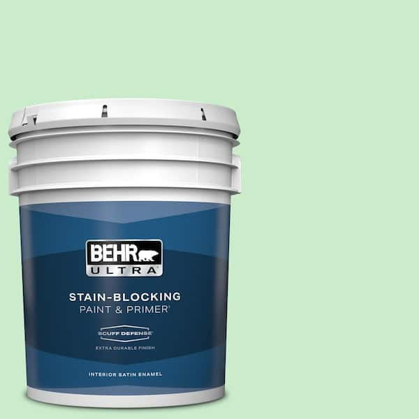 BEHR ULTRA 5 gal. #P390-2 Chilled Mint Extra Durable Satin Enamel Interior Paint & Primer