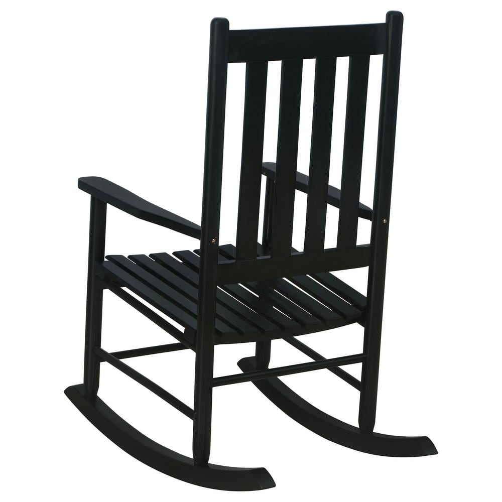 Transitional Black Acacia Wood Rocking Accent Chair