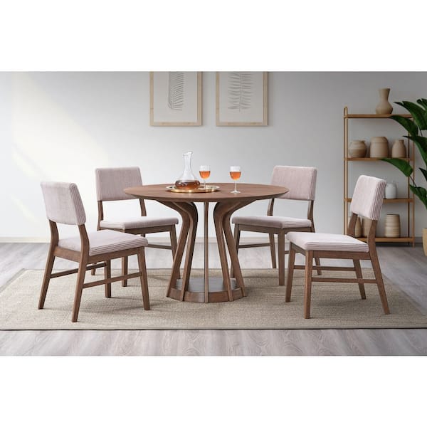 Acme Furniture Seda Dusty Mauve Corduroy and Walnut Side Chair
