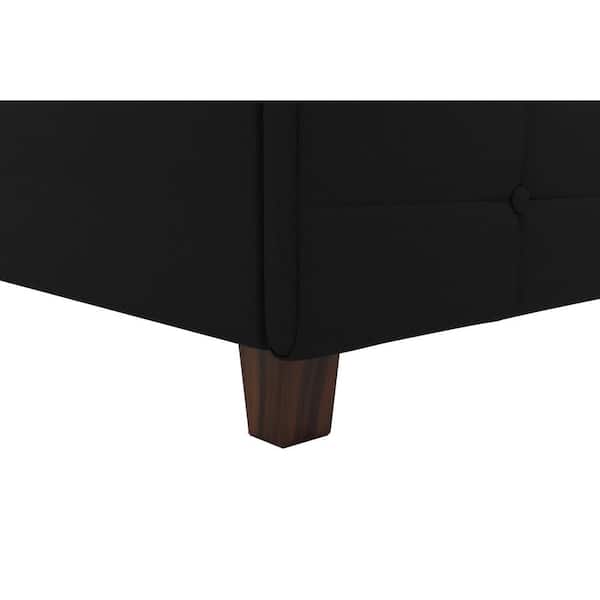 DHP Ryan Black Wood Frame King Size Platform Bed, Black Linen