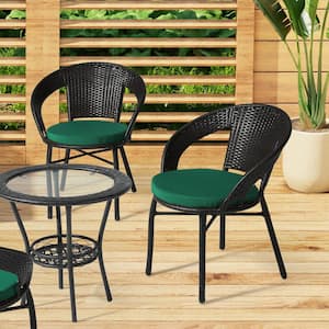 FadingFree (Set of 4) 18 in. Round Outdoor Patio Circle Dining Chair Seat Cushions in Green