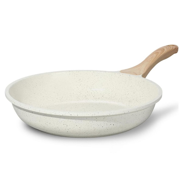 Kitchen Tools Nonstick Ceramic Frying Pan 8 in. White Aluminum Non-Toxic PTFE PFOA Free Easy Clean All Stovetop Skillet