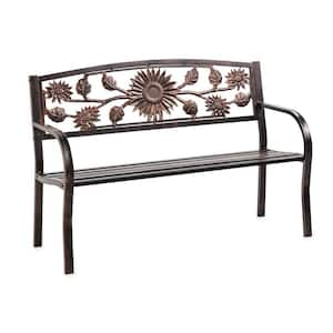 Sunflower 50 in. Bronze Metal Outdoor Bench