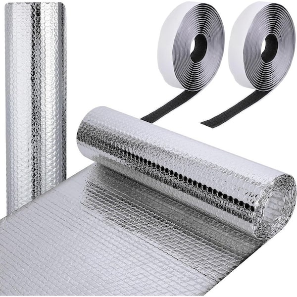 Double RV Door Window Shade Cover Blackout Reflective Insulation 6.5 ft. x 40 Inches W Aluminum Silver Radiant Barrier