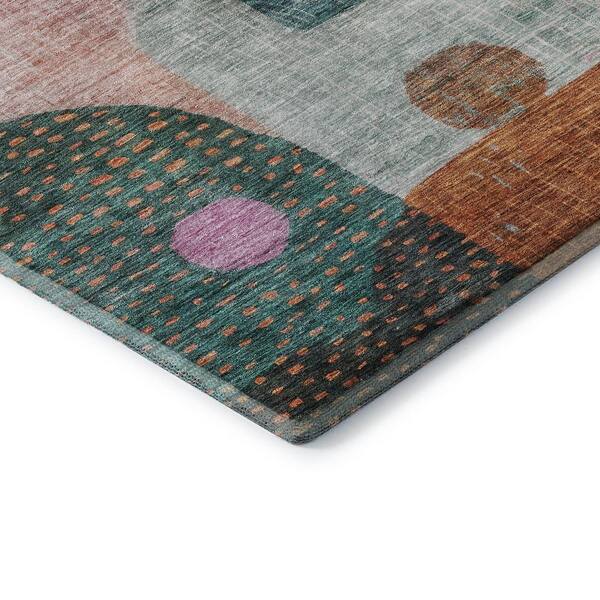 Mayfield Premium Machine Washable Abstract AMF1117 Orange 2 ft. x 3 ft. Area Rug