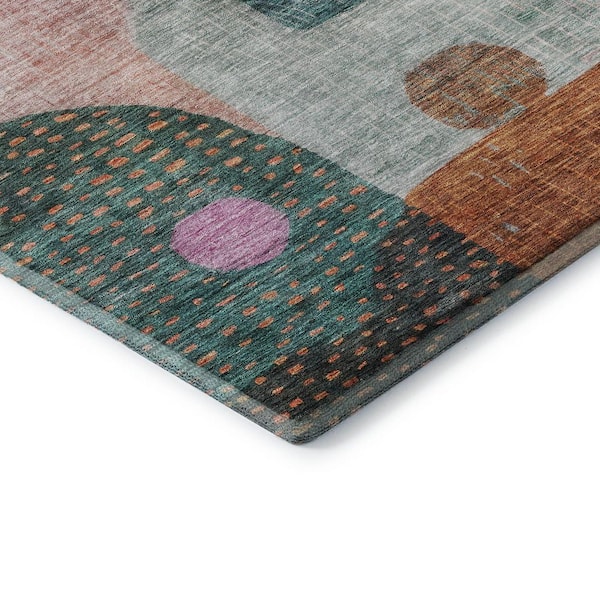 Mayfield Premium Machine Washable Abstract AMF1117 Orange 8 ft. x 10 ft. Area Rug