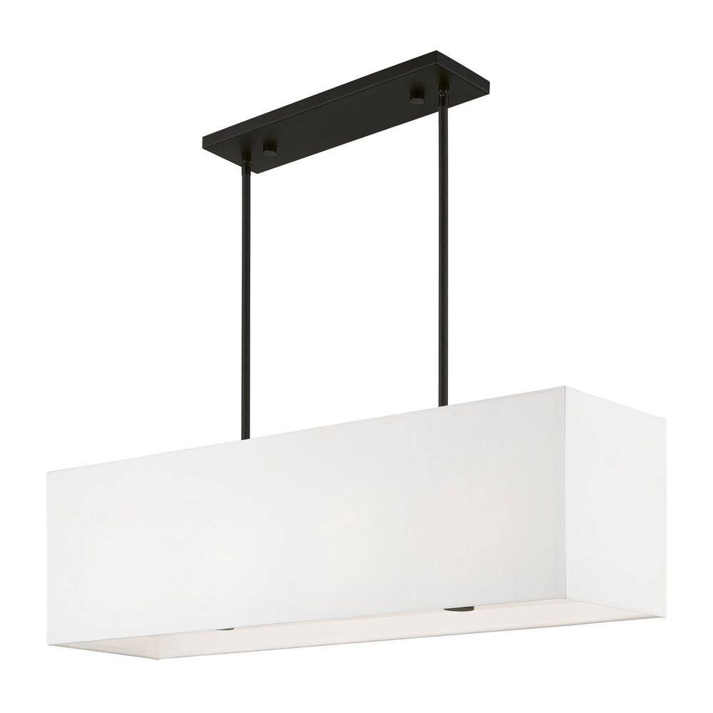Summit Modern Linear Black Chandelier with Off-White Shade