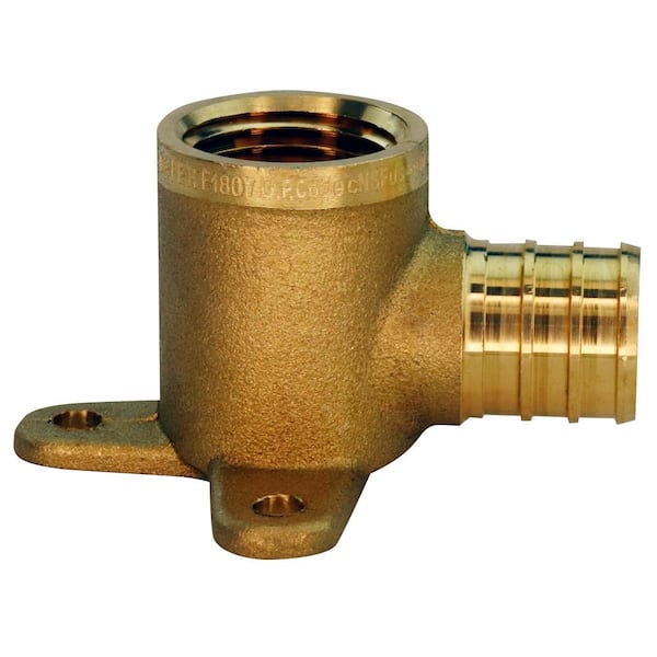 Apollo 3/4 in. Brass PEX-B Barb x 1/2 in. Female Pipe Thread Adapter 90-Degree Drop-Ear Elbow