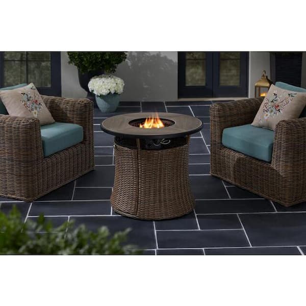 Home Decorators Collection Kettering 29.92 in. x 25 in. Round Steel Propane Gas Brown Fire Pit