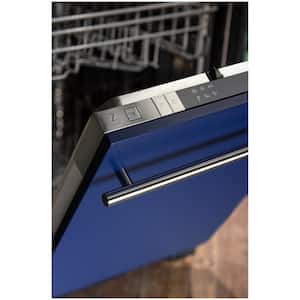18 in. Top Control 6-Cycle Compact Dishwasher with 2 Racks in Blue Matte and Traditional Handle